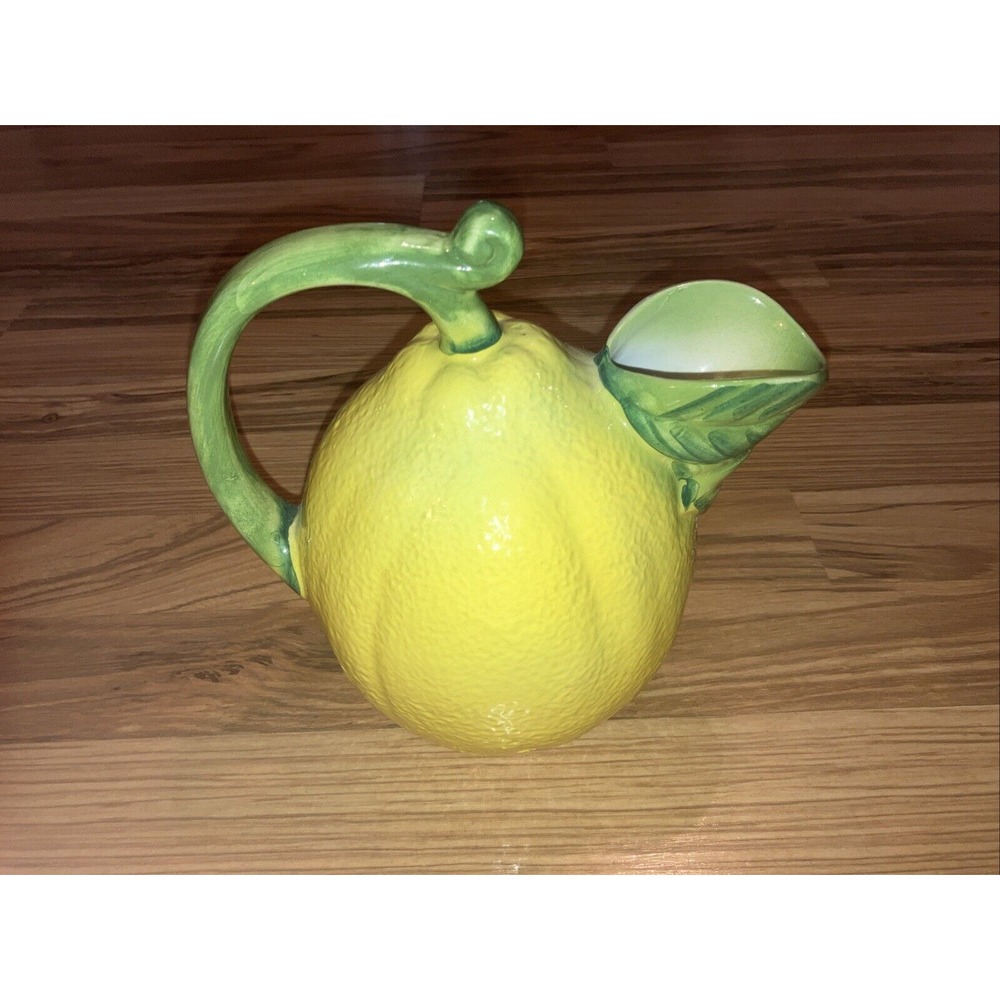 Lord & Taylor‎ Ceramic Painted Lemon Lemonade Beverage Pitcher Made In Italy